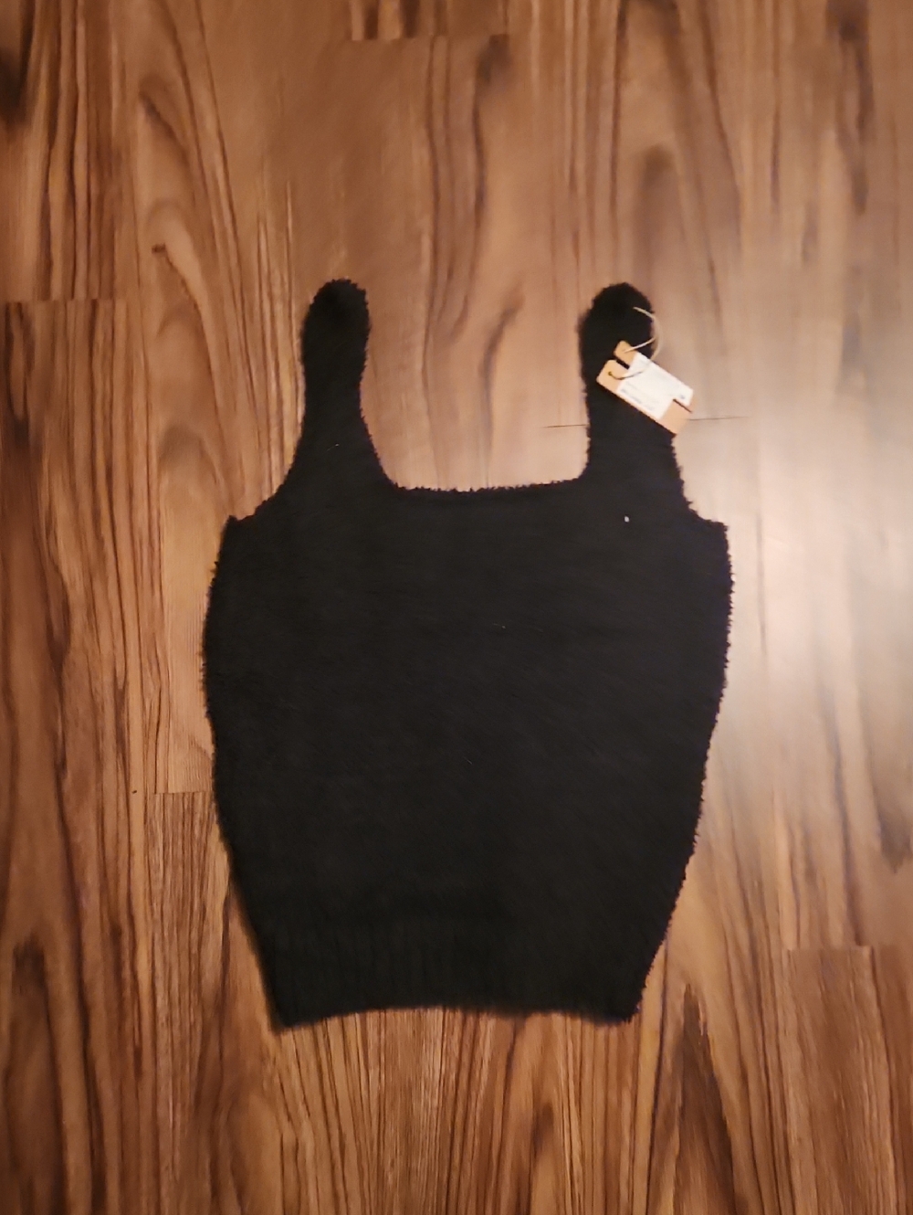 Skims Cozy Black Fuzzy Tank Top